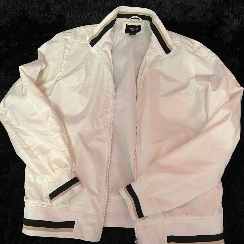 white wind breaker jacket